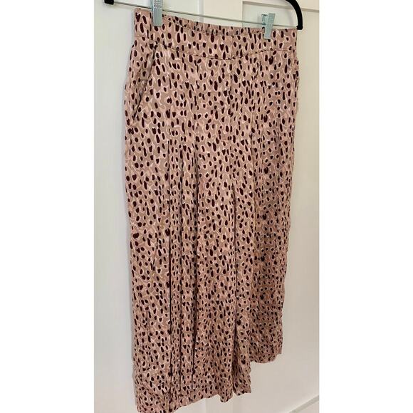 Anthropologie Isobel Crop Pants in Pink Small Printed Pleated Wide Leg Summer - Picture 3 of 5